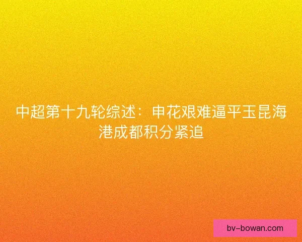中超第十九轮综述：申花艰难逼平玉昆海港成都积分紧追