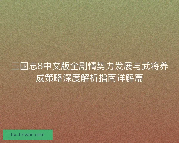 三国志8中文版全剧情势力发展与武将养成策略深度解析指南详解篇 三国志8中文版全剧情势力发展与武将养成策略深度解析指南详解篇