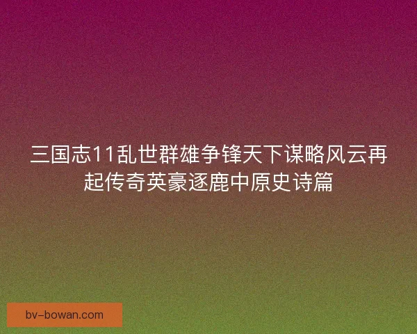 三国志11乱世群雄争锋天下谋略风云再起传奇英豪逐鹿中原史诗篇